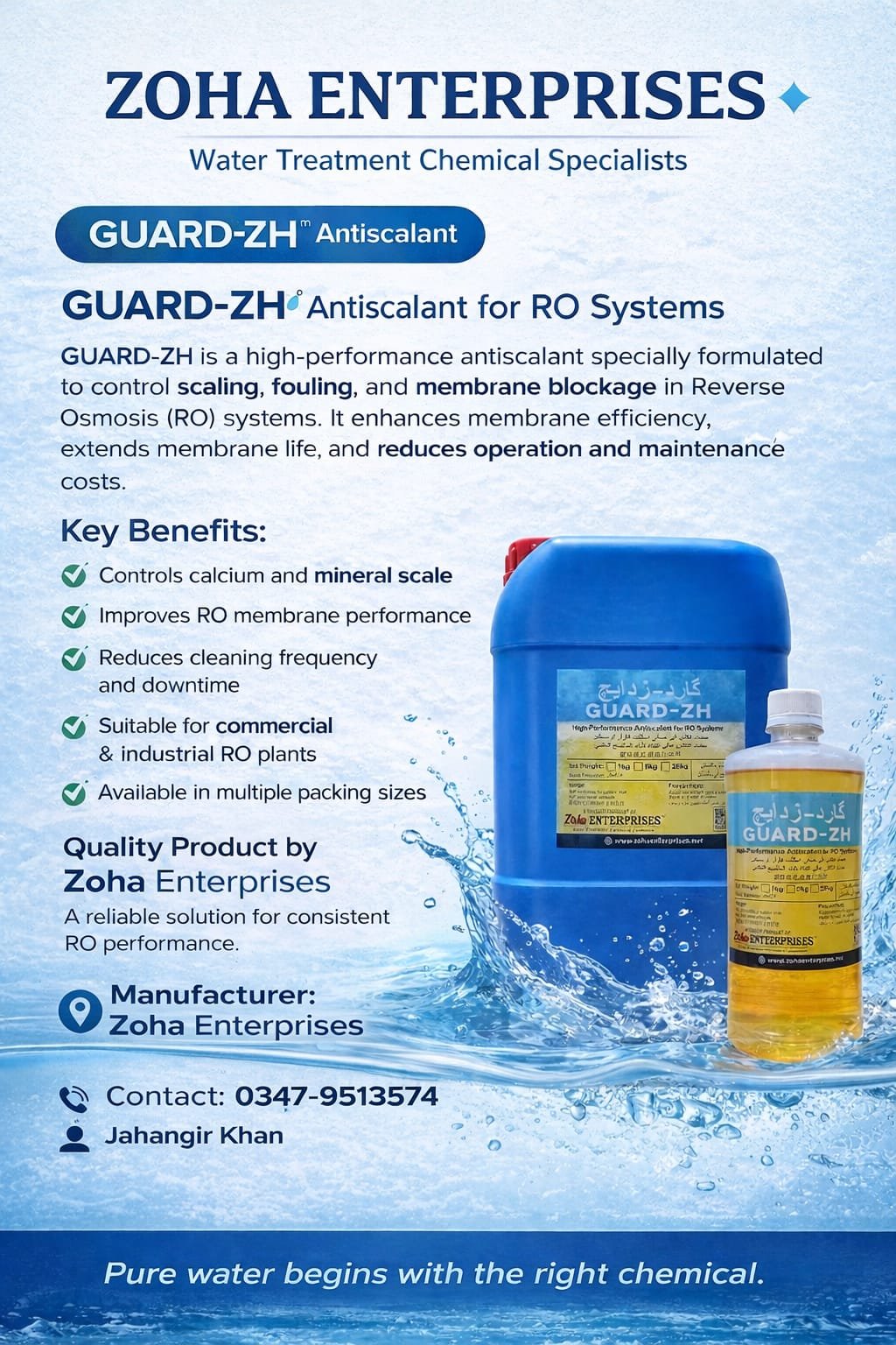 Guard-ZH antiscalant benefits for RO systems by Zoha Enterprises